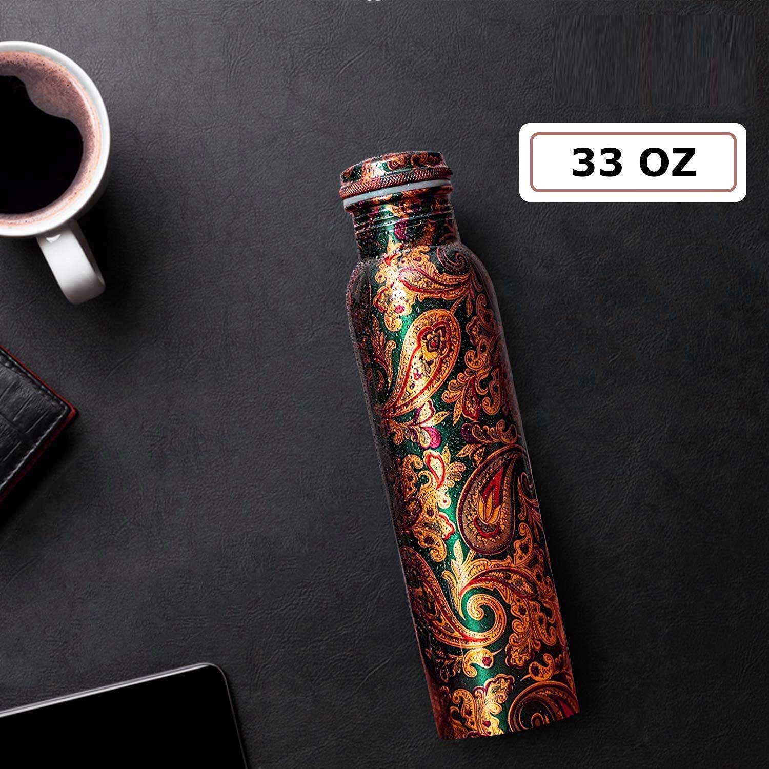 Grey Printed Copper Bottle (1L)