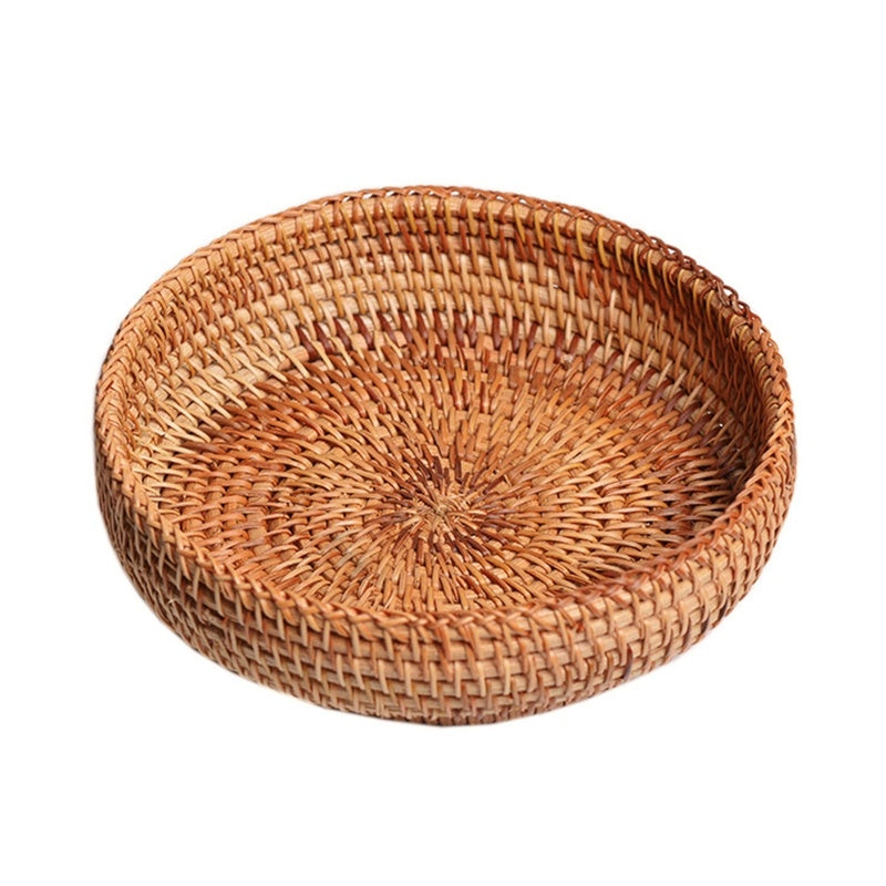 Natural Handmade Rattans Weaving Round Storage Basket