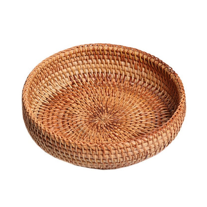 Natural Handmade Rattans Weaving Round Storage Basket