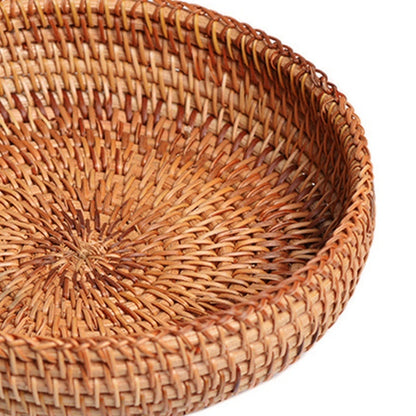 Natural Handmade Rattans Weaving Round Storage Basket