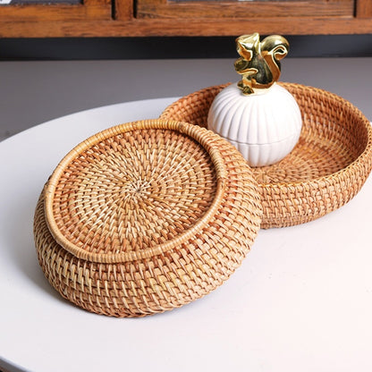 Natural Handmade Rattans Weaving Round Storage Basket