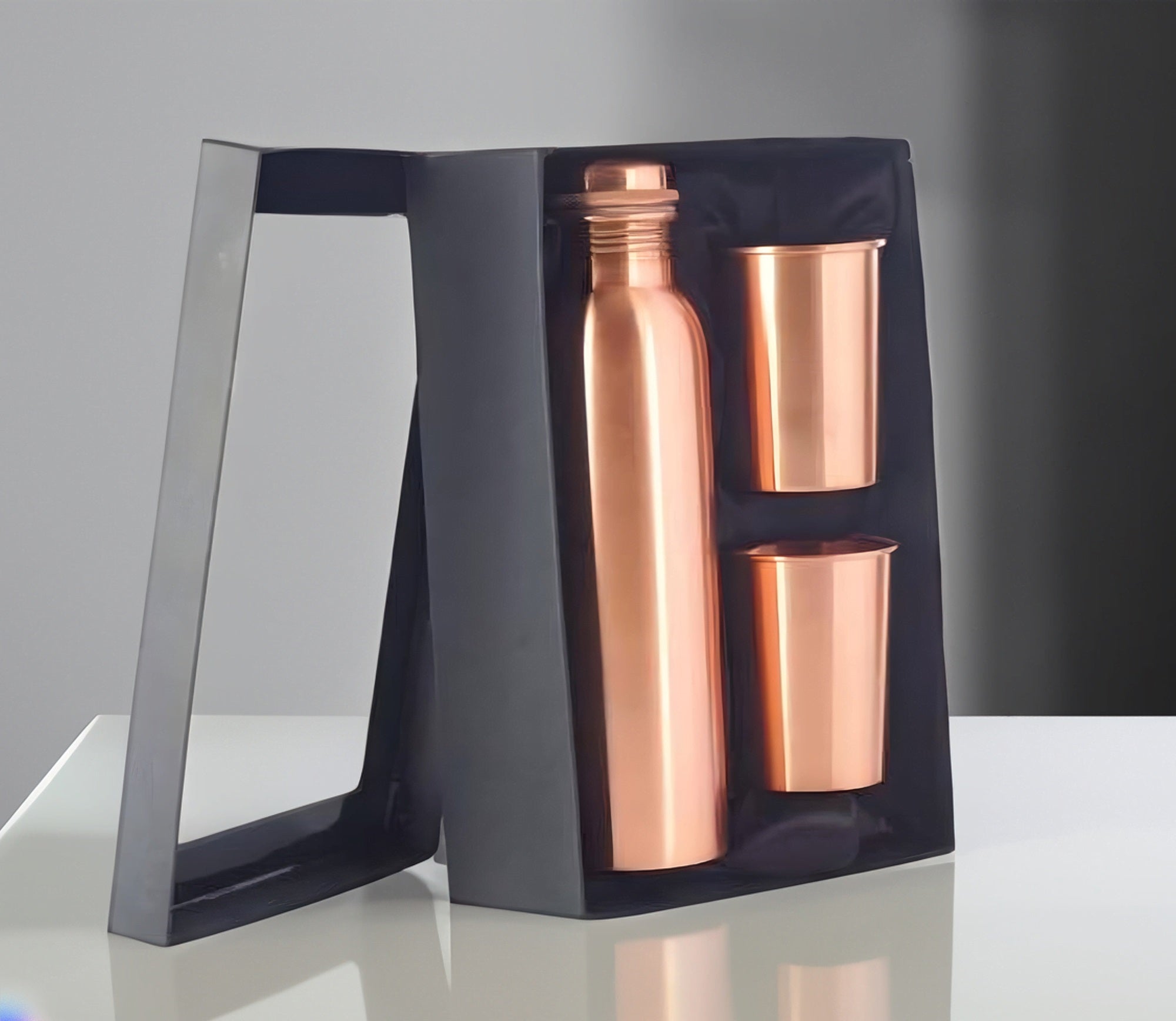 Copper Baba - COPPER BABA ™ -Copper Bottle Gift Set Pure Copper Water Bottle  1000 ml with 4 Glasses (300ml Each) and Copper diya for Gifting Purpose  |Corporate Gift |Marriage Gift Concept |